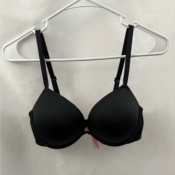 PINK Victoria's Secret Black Wear Everywhere Super Push Up Bra Sz 36C - Picture 13 of 13